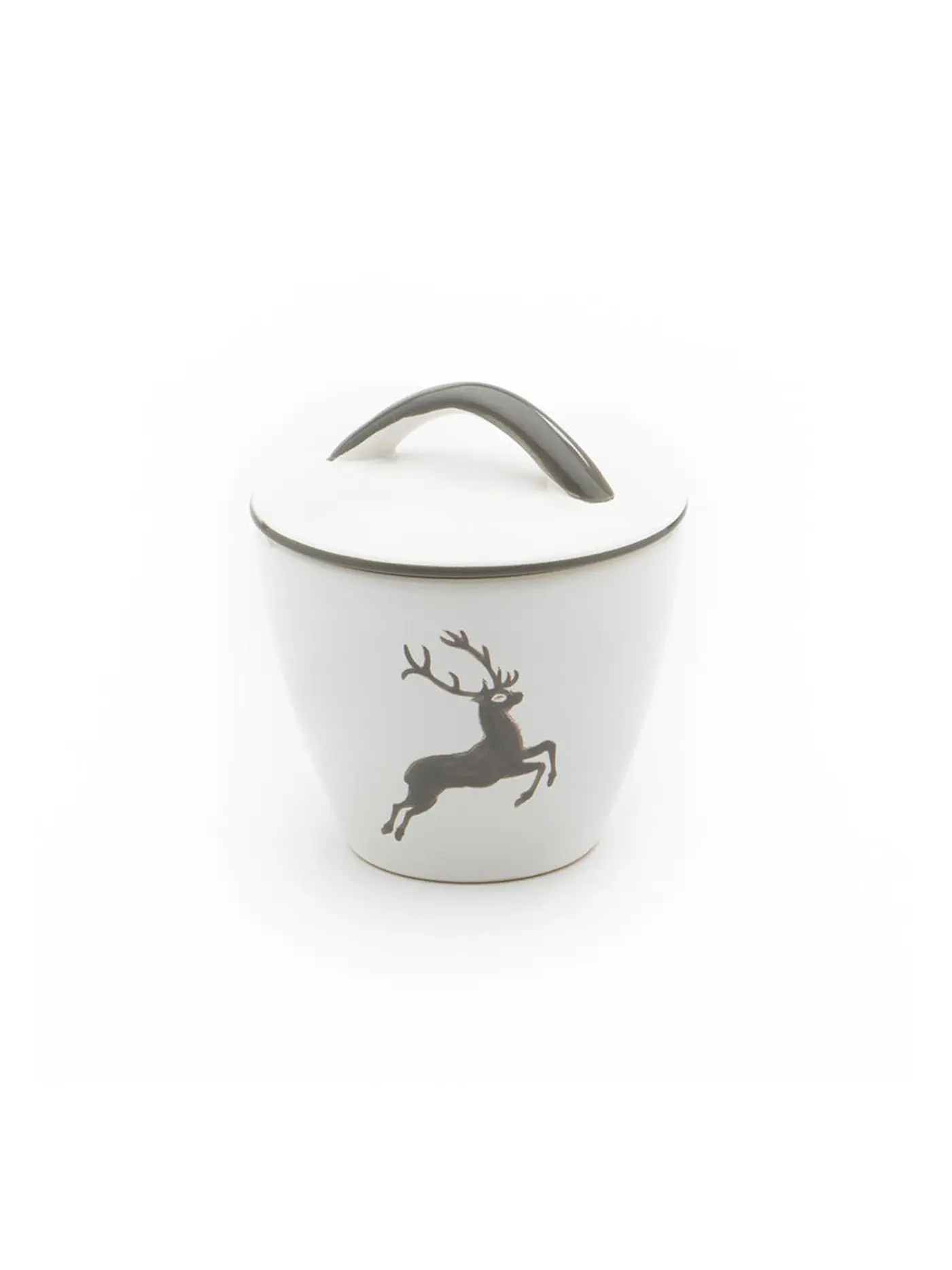 GMUNDNER KERAMIK | Zuckerdose Gourmet "Rubinroter Hirsch" 9cm | grau